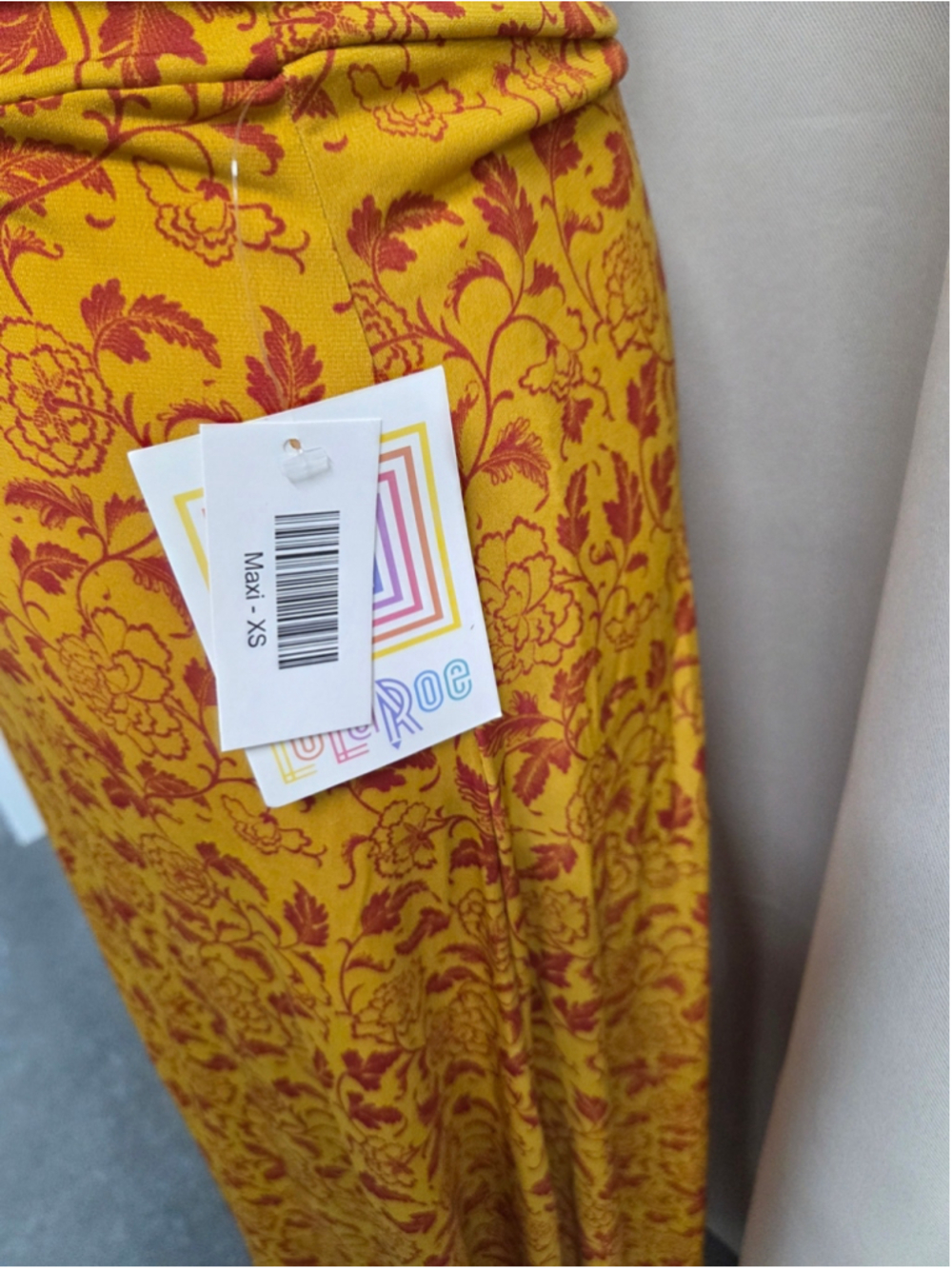 NWT LuLaRoe Yellow Maxi Skirt with Red Floral Patterned Summer Size XS - Picture 2 of 4
